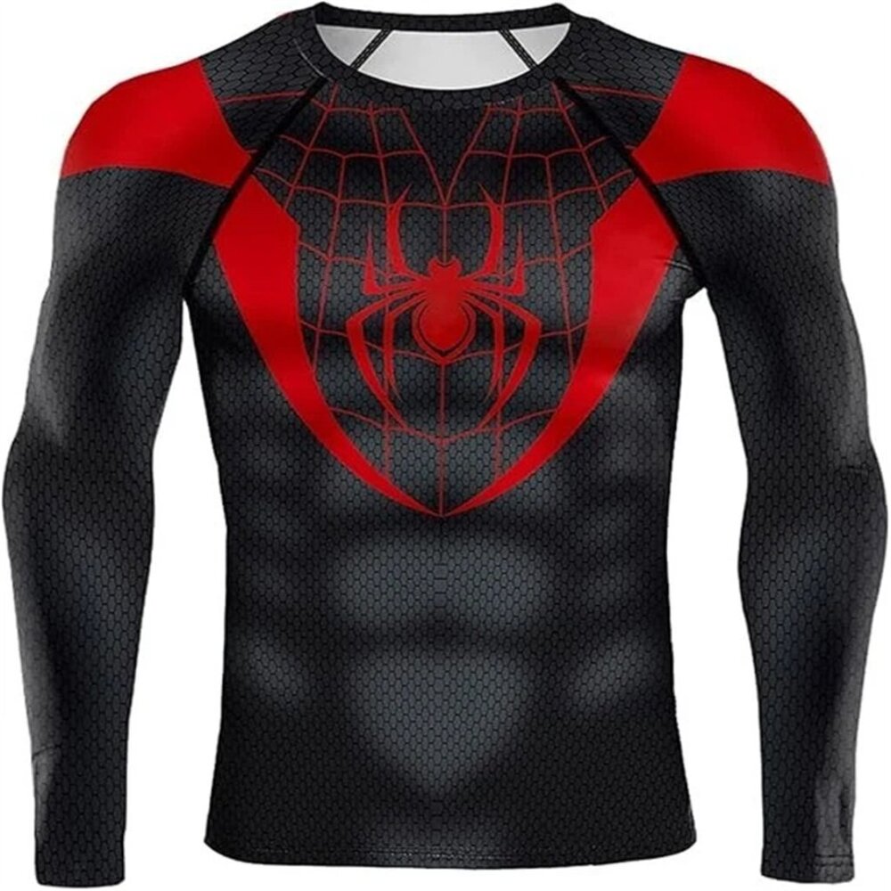 3D Superhero Spider T- Shirt Long Sleeve T- Shirt for Sport Exercise Cosplay